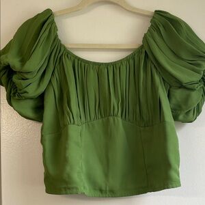 Abercrombie & Fitch Green Puff Sleeve Blouse
